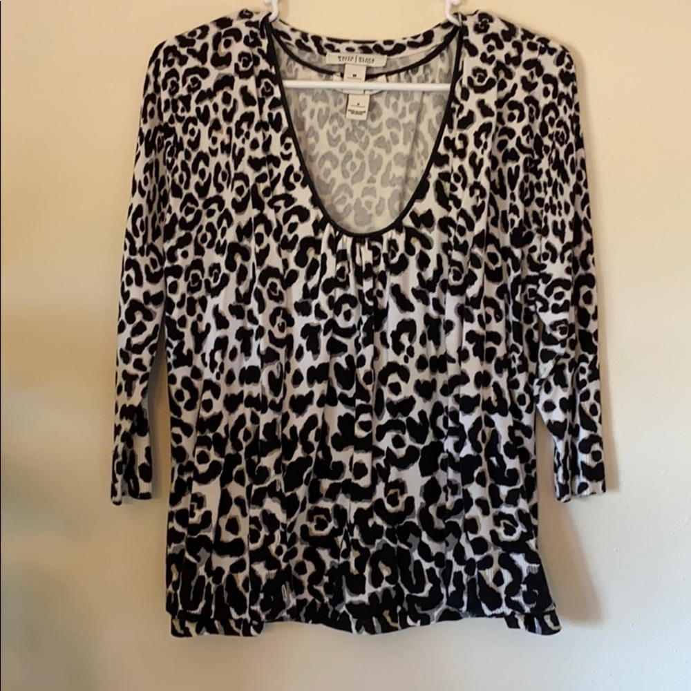 WHBM camisole and 3/4 sleeve leopard print top.